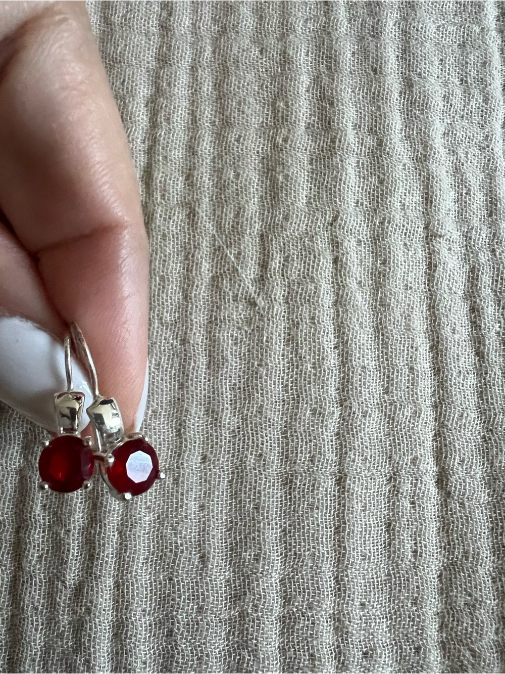Sterling and garnet stone drop earrings
